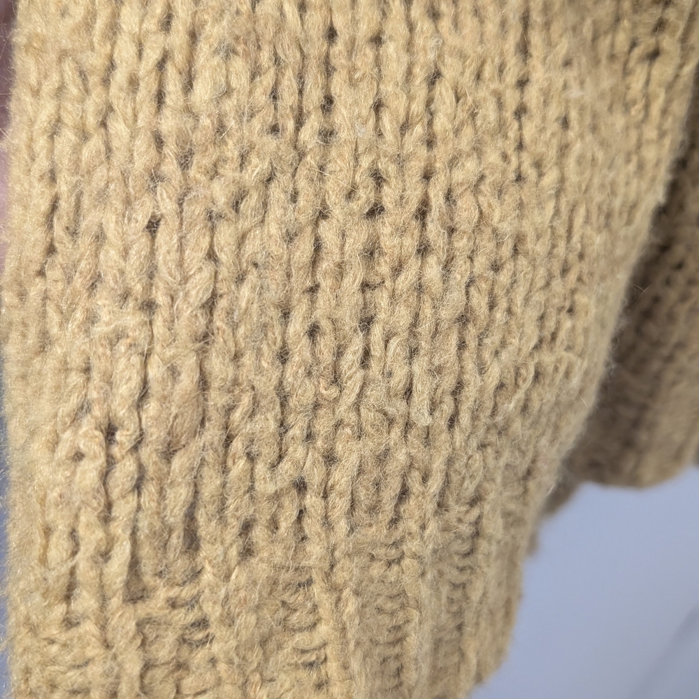 Oversized Open-Front Mustard Cardigan with Pockets - Picture 7 of 10
